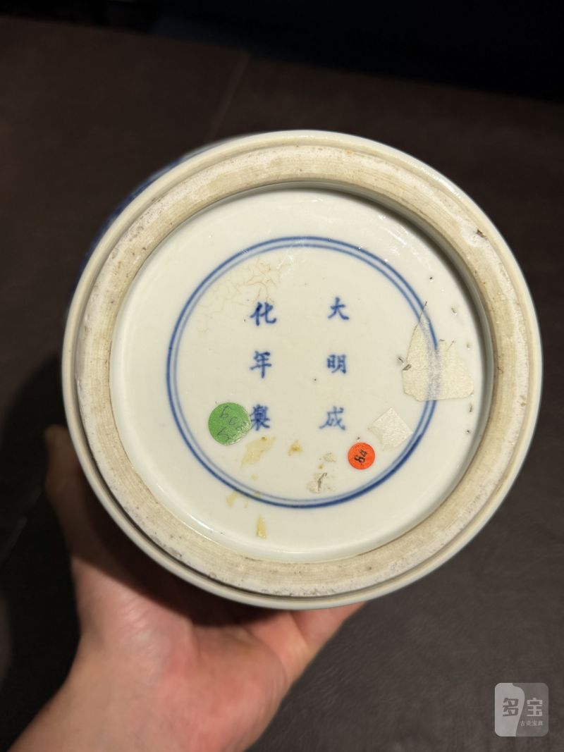 清康熙 青花庭院“杨柳荡千”图琵琶尊 - 图18